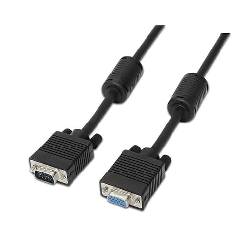 Cable SVGA con ferrita. Tipo HDB15-Macho/HDB15-Hembra. Negro. 3m.