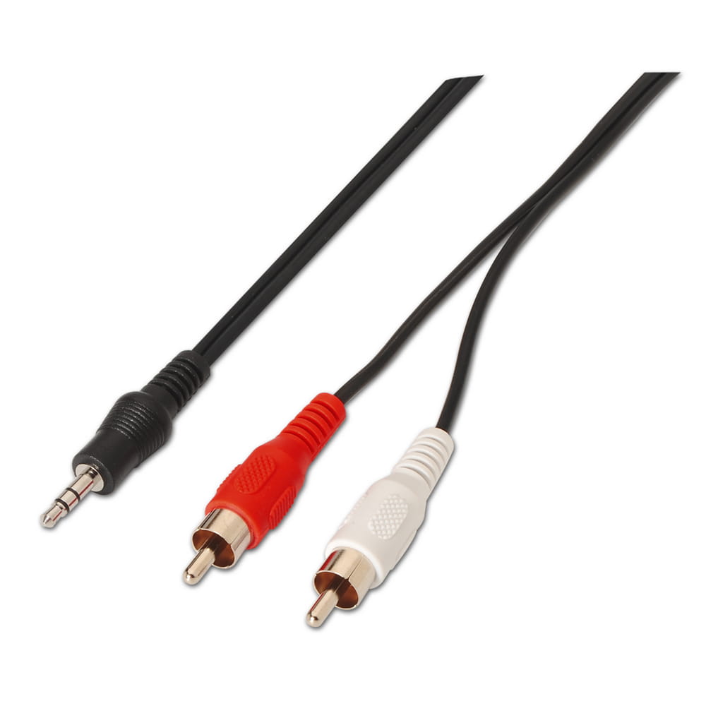 Cable audio estéreo. Tipo Jack 3.5-Macho / 2x RCA-Macho. 3m.