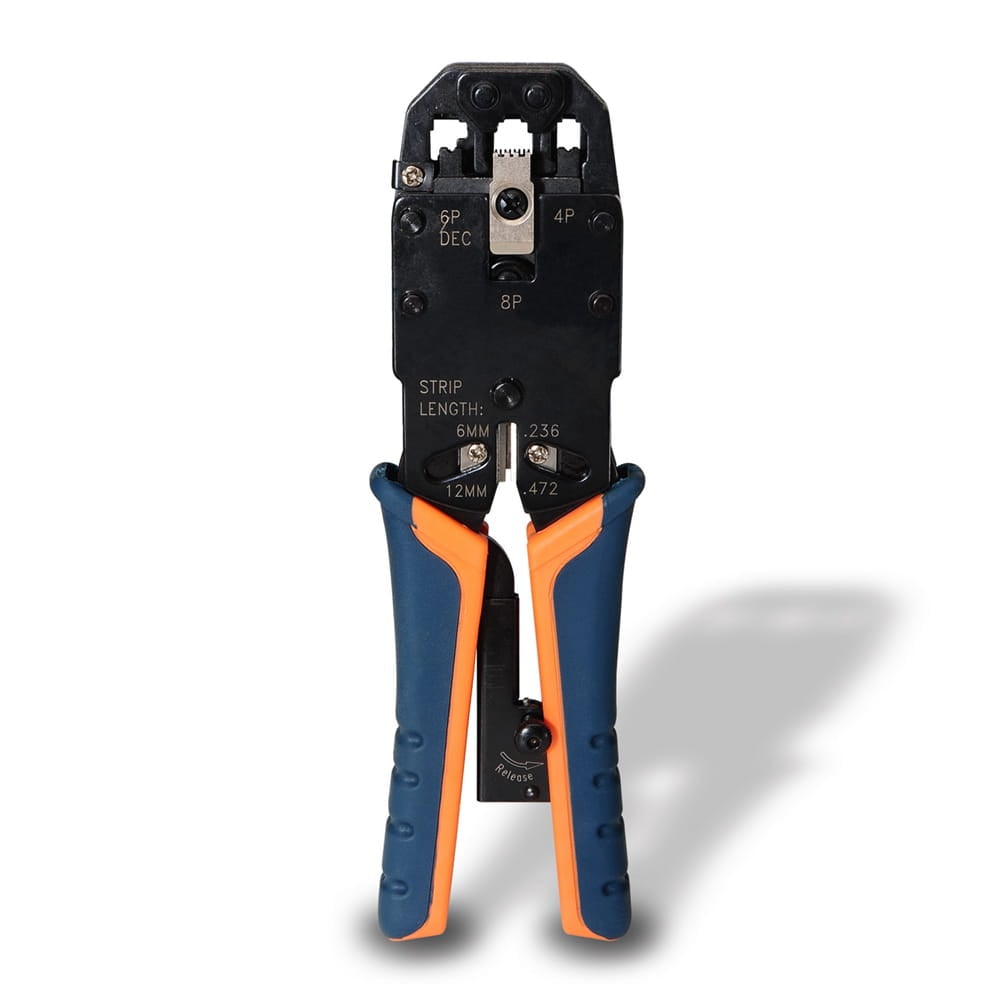 Tenaza metálica de crimpar RJ10/RJ11/RJ12/RJ45 de carraca.