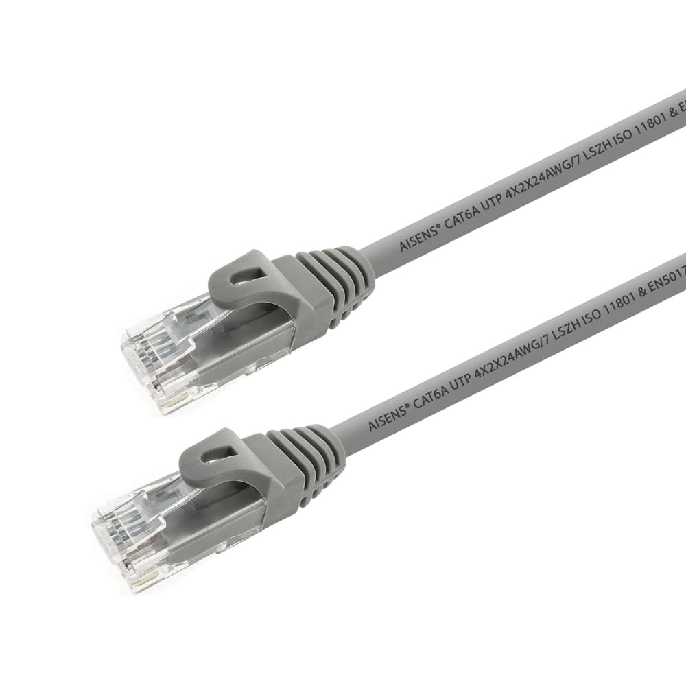 Cable de red RJ45 LSZH Cat.6A UTP AWG24. Gris. 1m
