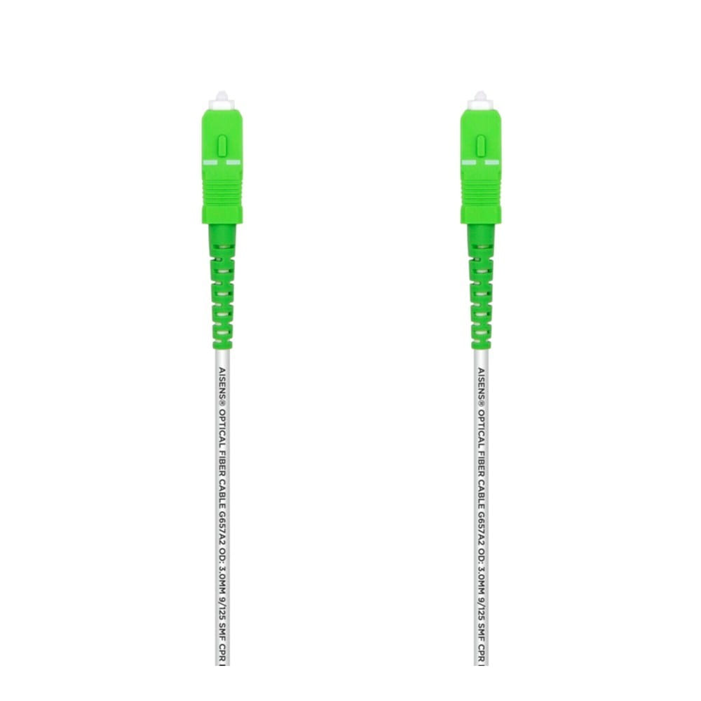 Cable Fibra Óptica G657A2 3.0 9/125 SMF Simplex CPR Dca LSZH. SC/APC-SC/APC. Blanco. 15m
