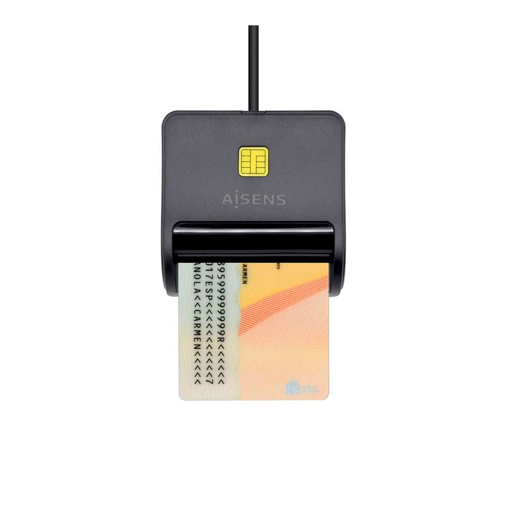 Aisens ASCR-SN01-BK. Lector de Tarjeta Inteligente DNI, Negro