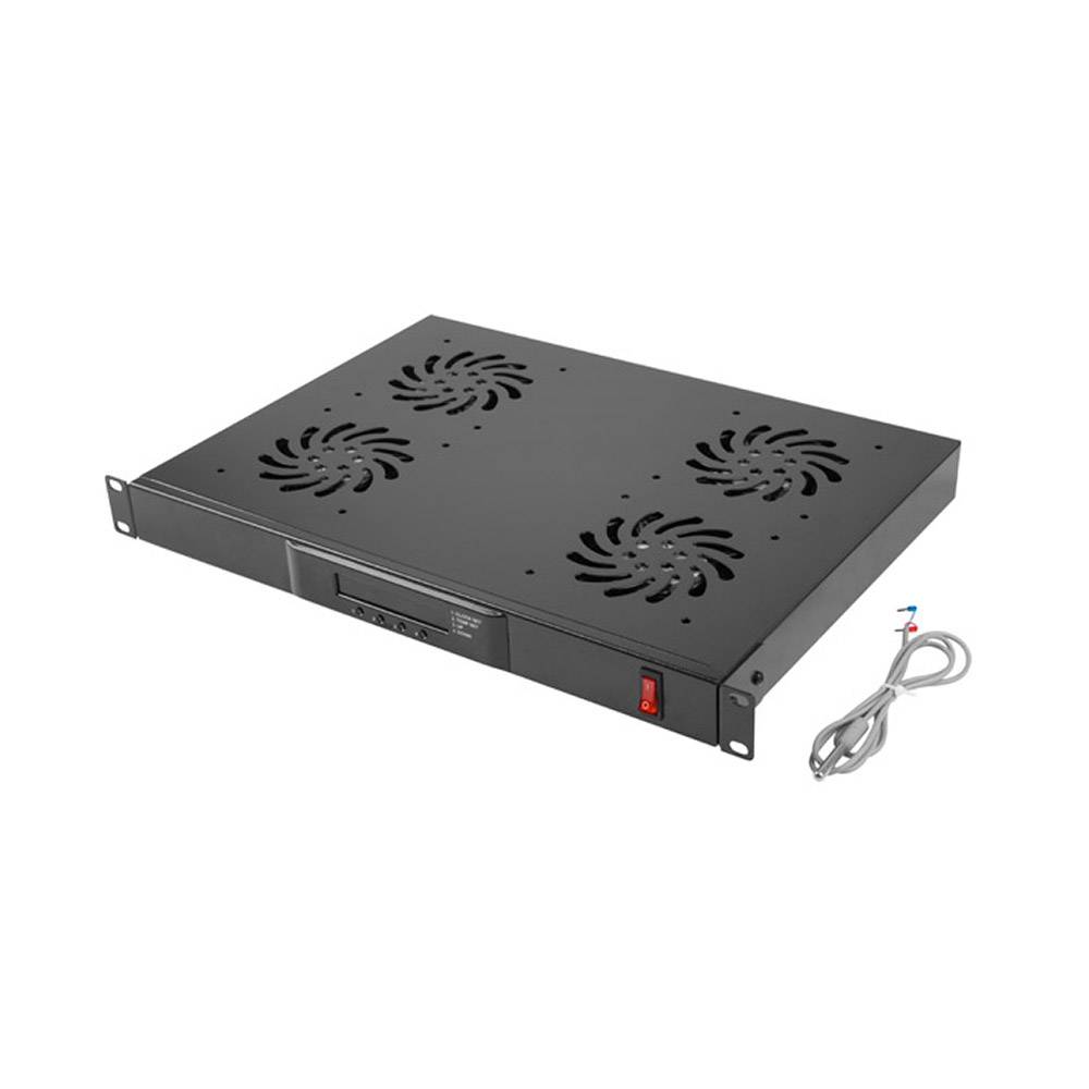 Lanberg AK-1503-B. Panel de ventilación 19". 4 Vent. + LCD + Termostato 230V