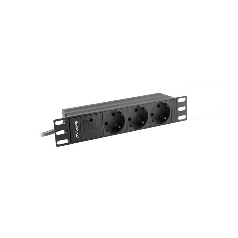 Lanberg PDU-03F-0200-BK. Regleta 3x Schuko 10" 1U
