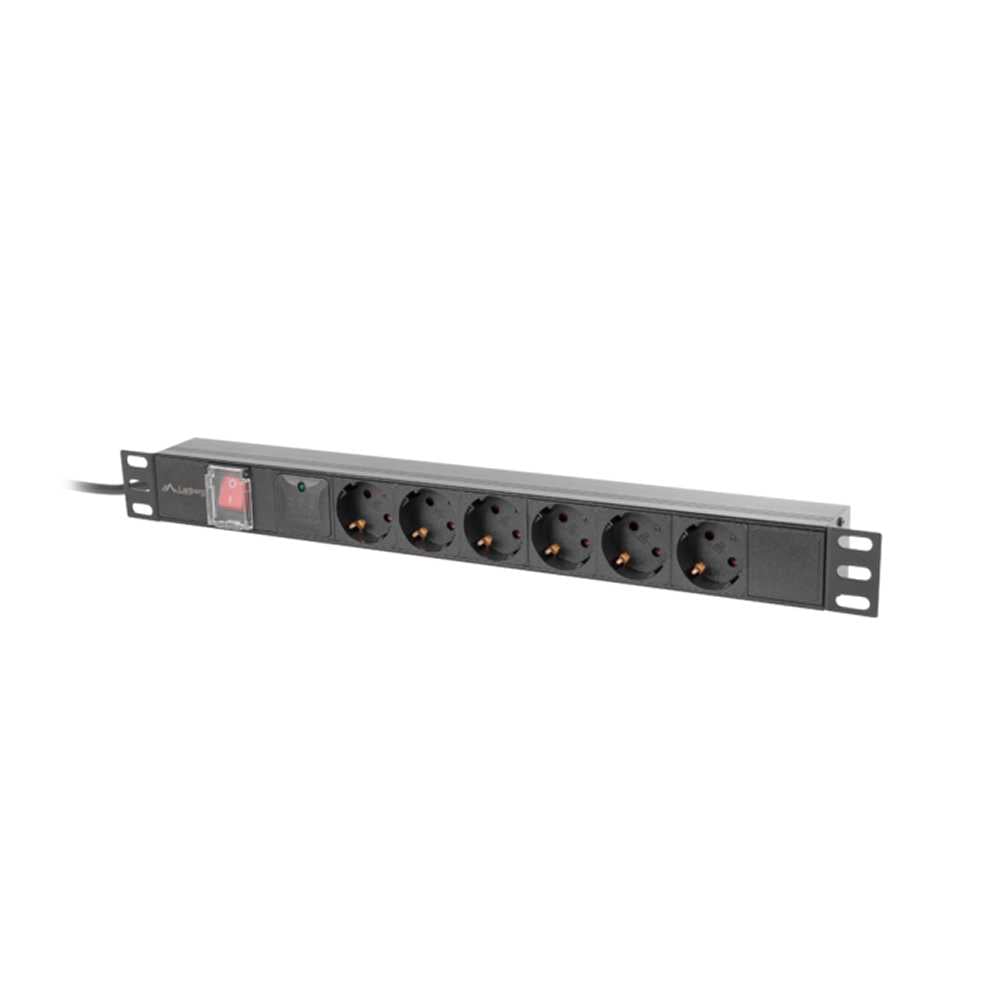 Lanberg PDU-06F-0200-BK. Regleta 6x Schuko 19" 1U