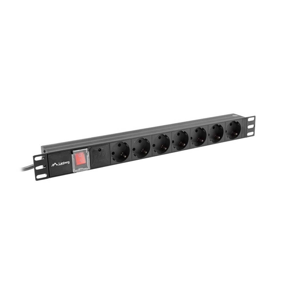 Lanberg PDU-07F-0200-IEC-BK. Regleta 7x Schuko 19" 1U