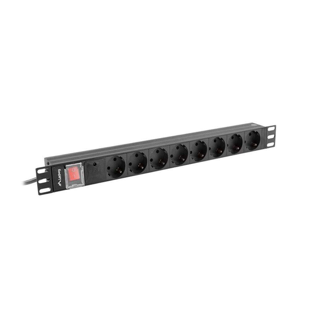 Lanberg PDU-08F-0200-BK. Regleta 8x Schuko 19" 1U