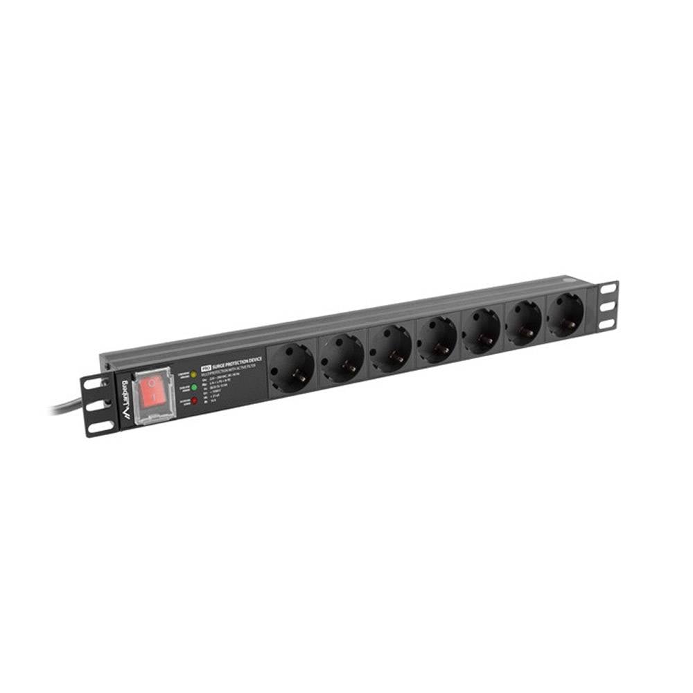 Lanberg PDU-PRO-07F-0200-BK. Regleta 7x Schuko 19" 1U