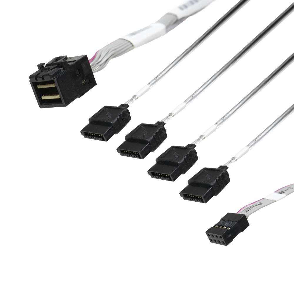 Reverse MiniSAS HD SFF-8643 to 4 SATA with Sideband 0,55m