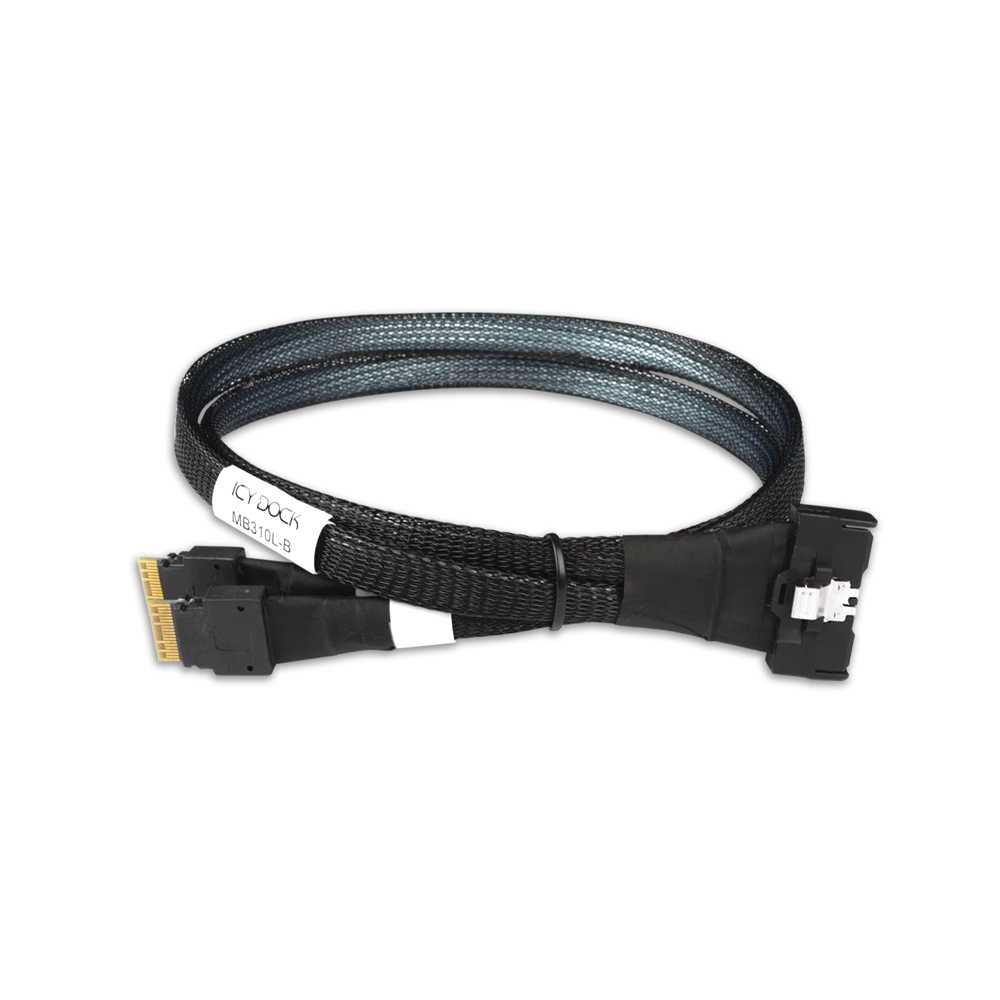 Icy Dock MB310L-B. Cable MCIO 8i SFF-TA-1016 a Slim SAS SFF-8654. 0.5m.