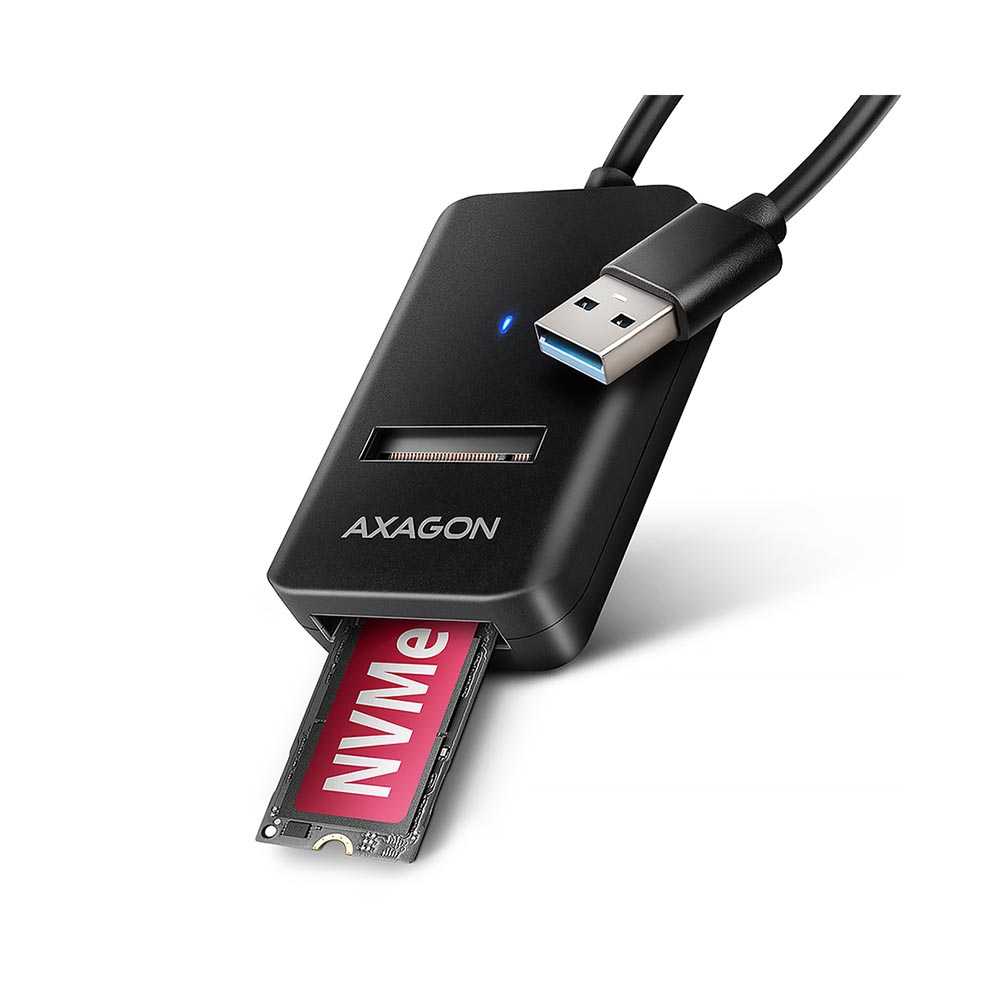 Axagon ADM2-AM. Adaptador USB-A a M.2 NVMe/SATA