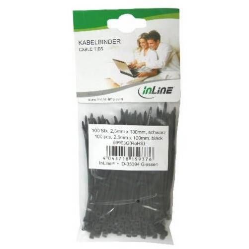 Bolsa 100 bridas negras 100mm(largo)x2,5mm(ancho)