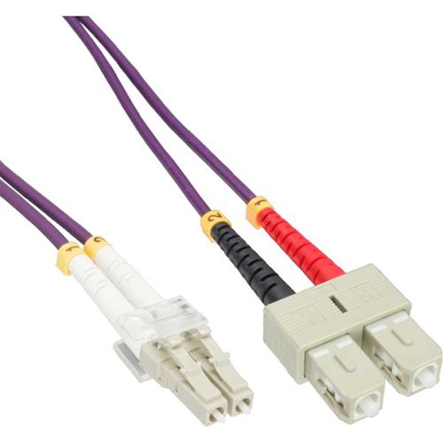 Cable Duplex fibra óptica OM4 50/125 micras. LC/SC. 0.5 metros.