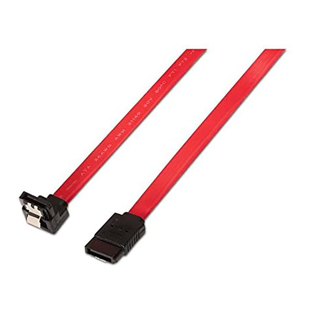 Cable SATA Datos acodado con anclajes. 0.5m. Rojo