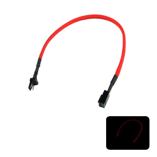 Phobya Alargo 3pin 30cm Sleeve Rojo UV