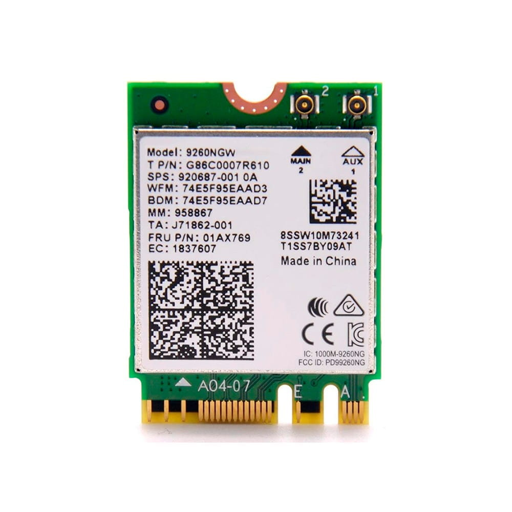 KIT Tarjeta Intel 9260NGW M.2/E.Key WIFI 5+Bluetooth con 2 cables y antenas