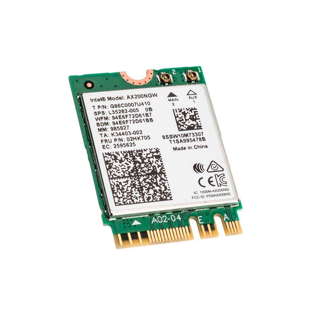 KIT Tarjeta Intel AX200 M.2/E.Key WIFI 6+Bluetooth 5.2 con 2 cables y antenas