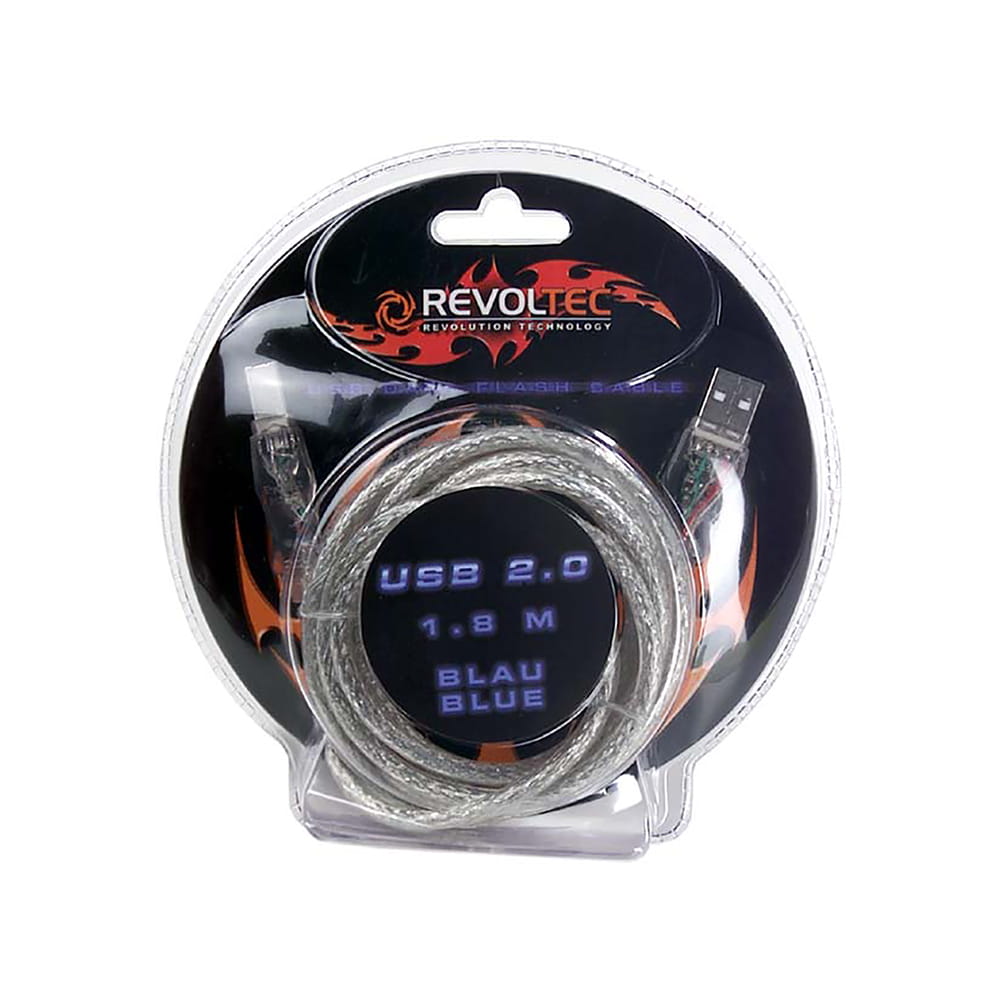 Revoltec RC031. Cable USB M-A/M-B. Azul. 1.8m.